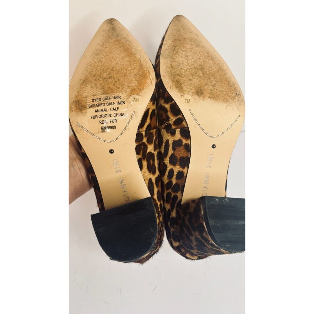 Gianni Bini Leopard Print Calf Hair Pointed Toe Pumps 7M - Picture 7 of 8